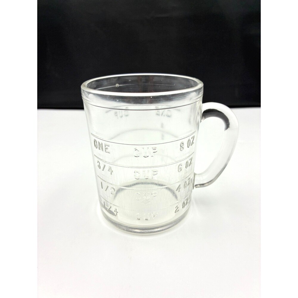 Vintage Hazel-Atlas 1 Cup Embossed Measuring Cup - No Spout Farmhouse Core 8oz.